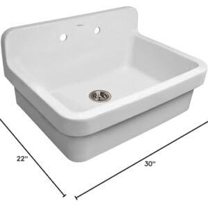 Whitehaus OFCH2230-WHITE Old Fashioned Country Kitchen/Utility Sink, White