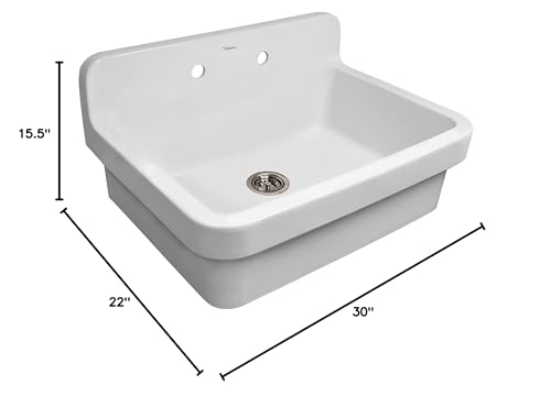 Whitehaus OFCH2230-WHITE Old Fashioned Country Kitchen/Utility Sink, White