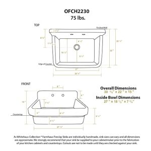 Whitehaus OFCH2230-WHITE Old Fashioned Country Kitchen/Utility Sink, White