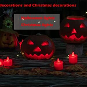 LANKER 24 Pack Flameless Led Tea Lights Candles - Flickering Red Battery Operated Electronic Fake Candles – Decorations for Wedding, Party, Christmas, Halloween (Red)