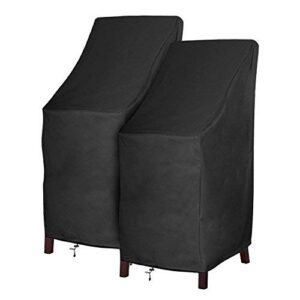 high back patio chair covers waterproof heavy duty stackable outdoor bar stool cover black patio furniture covers outside lounge deep seat covers, large tall lawn chair covers, high back-2 pack, black