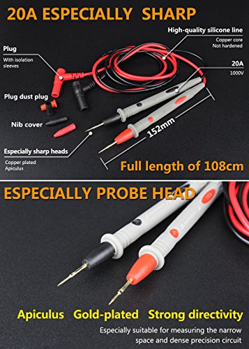 DARKBEAM Multimeter Test Meter Leads with Banana Plug Digital Clamp Tester Voltmeter Probe Test Probes Leads for Multimeter Electronic Test Leads Multimeter Accessories 20A Especially Sharp Model