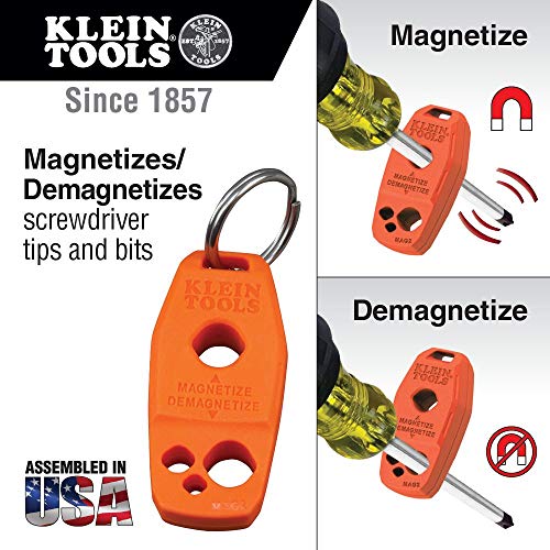Klein Tools MAG2 Demagnetizer / Magnetizer for Screwdriver Bits and Tips, Makes Tools Magnetic with Powerful Rare-Earth Magnet