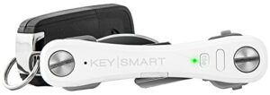 keysmart pro - compact smart key holder w led flashlight & tile bluetooth, edc key organizer, attach car key fob, other mini tools & accessories (up to 10 keys, white) - discontinued