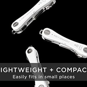 KeySmart Pro - Compact Smart Key Holder w LED Flashlight & Tile Bluetooth, EDC Key Organizer, Attach Car Key Fob, Other Mini Tools & Accessories (up to 10 Keys, White) - Discontinued