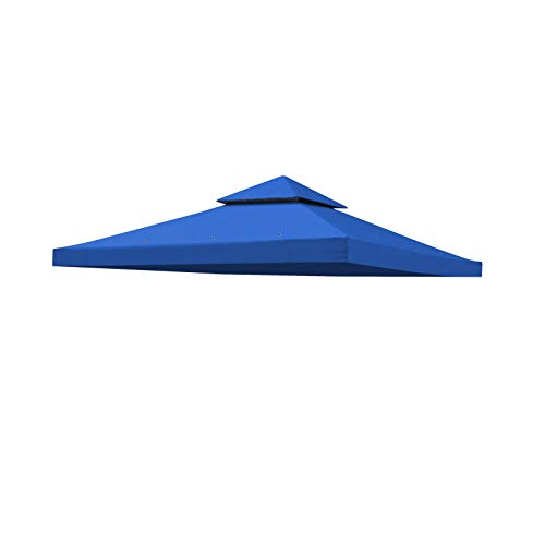 BenefitUSA Canopy ONLY Replacement 10'X10' Gazebo Canopy top Patio Pavilion Cover Sunshade plyester Double Tiers (Blue)