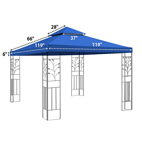 BenefitUSA Canopy ONLY Replacement 10'X10' Gazebo Canopy top Patio Pavilion Cover Sunshade plyester Double Tiers (Blue)