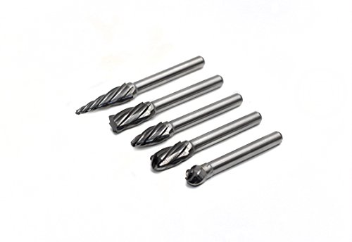 YUFUTOL Carbide Burrs for Aluminum - 5pcs Aluma Cut Carbide Rotary Burr Files Set 1/4"(6.35mm) Shank for Die Grinder Drill,Metal Carving,Polishing,Engraving, Drilling