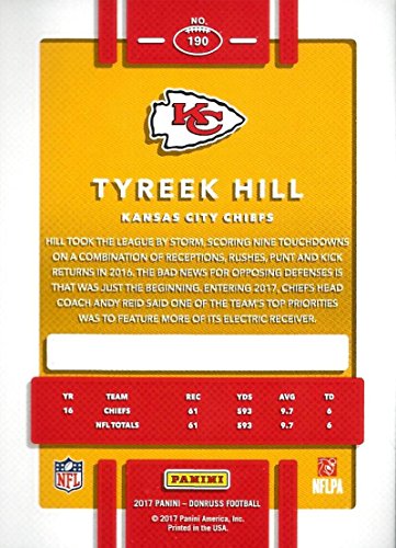 2017 Donruss #190 Tyreek Hill Kansas City Chiefs Football Card