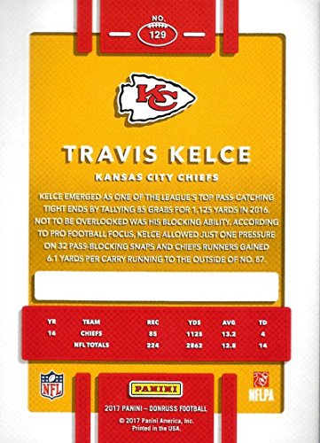 2017 Donruss #129 Travis Kelce Kansas City Chiefs Football Card