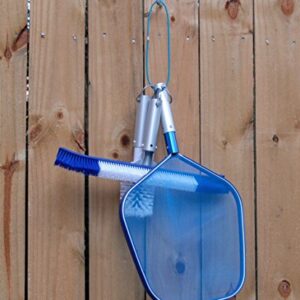 Pool Tool Holder and Organizer; Storage System for Brushes, Leaf rakes, Skimmers, Vacuum Head, and Other Telescopic Pole Cleaning Equipment attachments (3, Matte Silver)