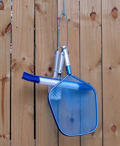 Pool Tool Holder and Organizer; Storage System for Brushes, Leaf rakes, Skimmers, Vacuum Head, and Other Telescopic Pole Cleaning Equipment attachments (3, Matte Silver)