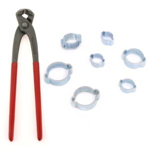 Glarks 70Pcs Zinc Plated Double Ear Hose Fuel Clamp with Standard Jaw Pincers Kit