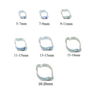 Glarks 70Pcs Zinc Plated Double Ear Hose Fuel Clamp with Standard Jaw Pincers Kit