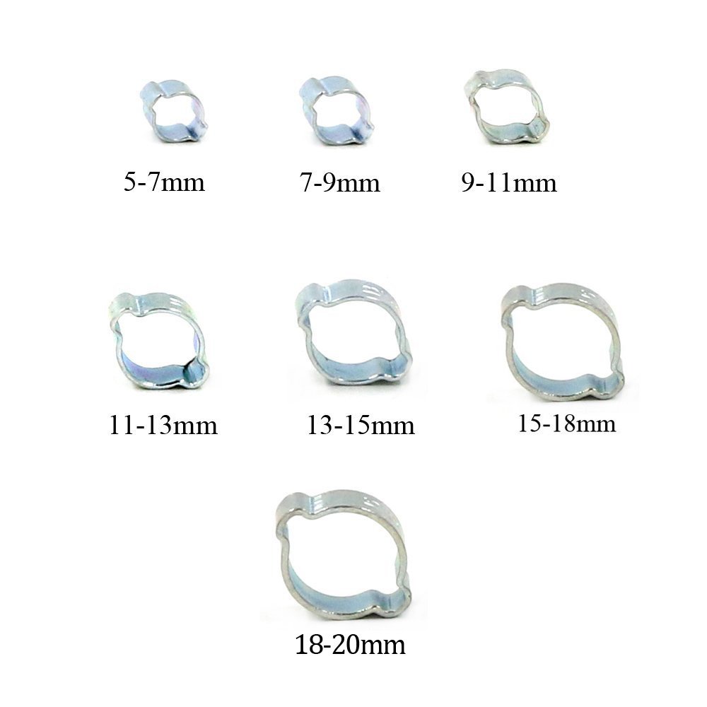 Glarks 70Pcs Zinc Plated Double Ear Hose Fuel Clamp with Standard Jaw Pincers Kit