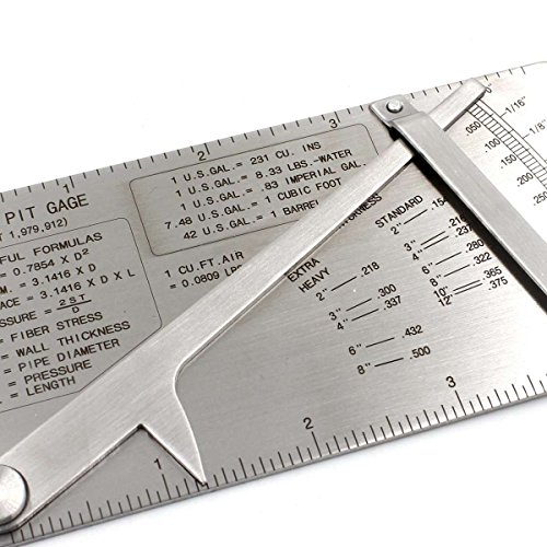 Pipe Pit Gage 0-1/2'' In 1/64'' Increments Handy Formulas Pipe Welding Undercut Stainless Steel