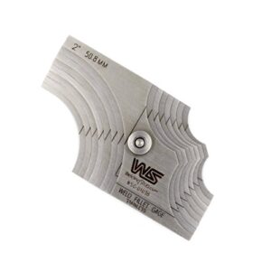 weld leg length/fillet throat gage 28.6-50.8mm 1''1/8-2'' stainless steel inch/mm y