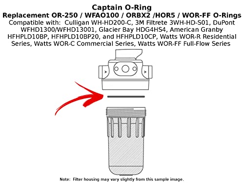 Captain O-Ring - Culligan Compatible OR-250 (OR250) Replacement Filter Housing O-Ring Buna-N ORing (3 Pack) (Compatible with WH-HD200-C, 3M 3WH-HD-S01, Dupont WFAO100, 3M AP801B/T, AP802B/T, etc)