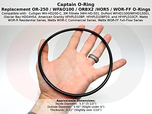 Captain O-Ring - Culligan Compatible OR-250 (OR250) Replacement Filter Housing O-Ring Buna-N ORing (3 Pack) (Compatible with WH-HD200-C, 3M 3WH-HD-S01, Dupont WFAO100, 3M AP801B/T, AP802B/T, etc)