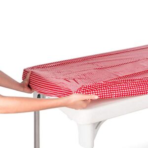 toptablecloth table cover red & white checkered tablecloths elastic corner fitted rectangular folding table 6 foot 30" x 72" table cloth waterproof vinyl flannel plastic tablecloth for camping picnic