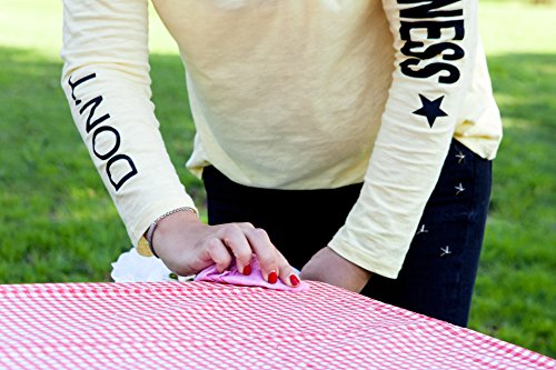 TopTableCloth Table Cover Red & White Checkered tablecloths Elastic Corner Fitted Rectangular Folding Table 6 Foot 30" x 72" Table Cloth Waterproof Vinyl Flannel Plastic Tablecloth for Camping Picnic