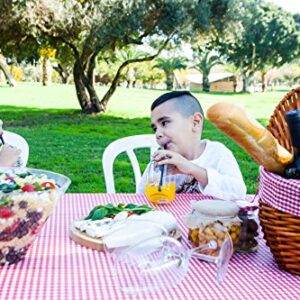 TopTableCloth Table Cover Red & White Checkered tablecloths Elastic Corner Fitted Rectangular Folding Table 6 Foot 30" x 72" Table Cloth Waterproof Vinyl Flannel Plastic Tablecloth for Camping Picnic