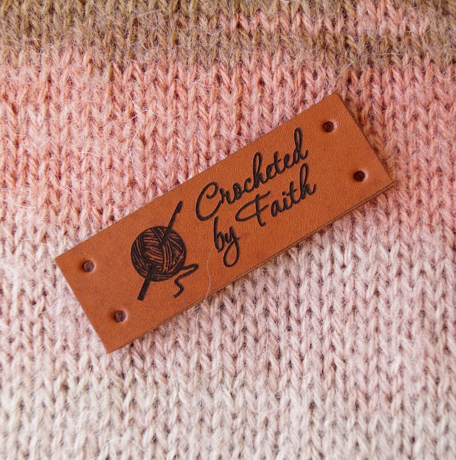 Custom garment labels, leather labels, personalized logo tags, clothing leather labels, knitting tags, labels for crochet products, 25 pc