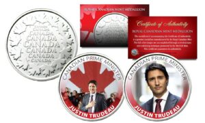 justin trudeau royal canadian mint medallions 2-coin set canadian prime minster