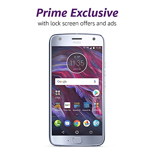 Moto X (4th Generation) - with hands-free Amazon Alexa – 32 GB - Unlocked – Sterling Blue - Prime Exclusive - with Lockscreen Offers & Ads