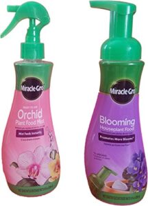 miracle-gro blooming houseplant food, 8 oz & miracle-gro orchid plant food mist (orchid fertilizer) 8 oz. (2 fertilizers)