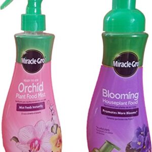 Miracle-Gro Blooming Houseplant Food, 8 oz & Miracle-Gro Orchid Plant Food Mist (Orchid Fertilizer) 8 oz. (2 fertilizers)