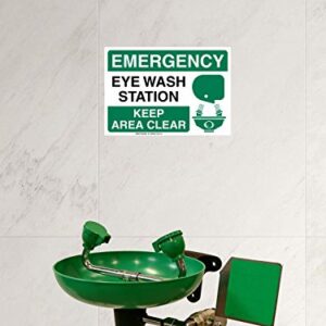 Kachy Signs - (Set of 2) Emergency Eye Wash Station Sign - 10" x 7" - Durable Self Adhesive 4 Mil Vinyl - Laminated - Fade & Scratch Resistant - Waterproof – OSHA Approved Eyewash Station Sticker for Lab, School or Hospital