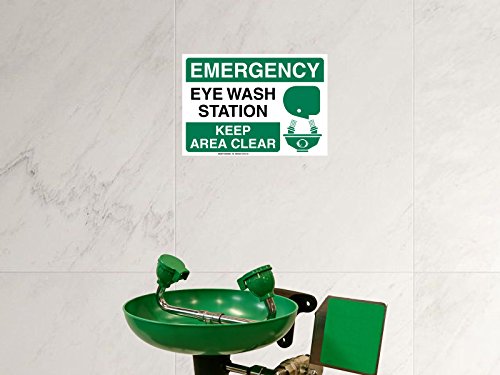 Kachy Signs - (Set of 2) Emergency Eye Wash Station Sign - 10" x 7" - Durable Self Adhesive 4 Mil Vinyl - Laminated - Fade & Scratch Resistant - Waterproof – OSHA Approved Eyewash Station Sticker for Lab, School or Hospital