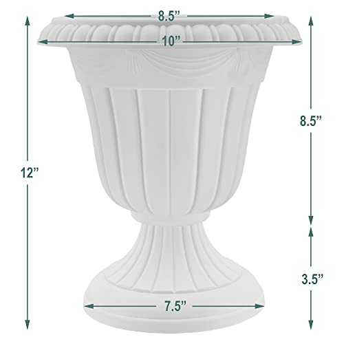 Arcadia Garden Products PL20BK Classic Traditional Plastic Urn Planter Indoor/Outdoor, 10" x 12", Black