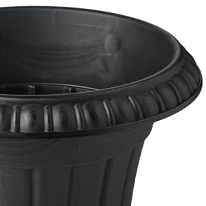 Arcadia Garden Products PL20BK Classic Traditional Plastic Urn Planter Indoor/Outdoor, 10" x 12", Black