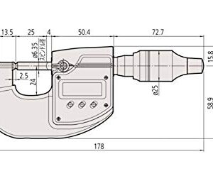 Mitutoyo 293-100-10 Sub-Micron Digimatic Micrometer, 0-25mm Range, 0.0001mm/0.0005mm Resolution