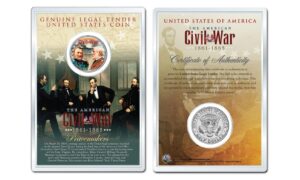 american civil war generals grant lee jfk half dollar coin w/premium 4x6 display