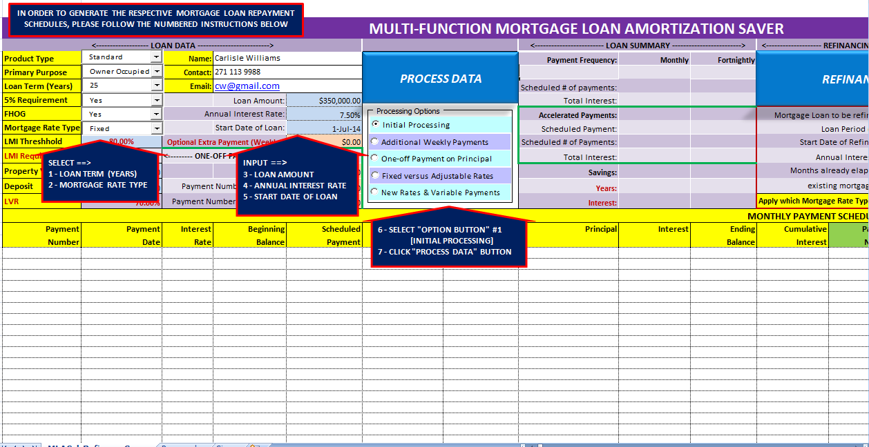 Multi-function Mortgage Loan Amortization Saver [Download]