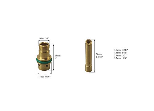 RIVERWELD Insulated Glass Cup (9/16" x 1-5/16") Wedge Collet Tungsten Apdapter Gas Saver (0.040" & Ø1.0mm) (1/16" & Ø1.6mm) (3/32" & Ø2.4mm) (1/8" & Ø3.2mm) Kit for WP 17 18 26 TIG Welding Torch 11pcs