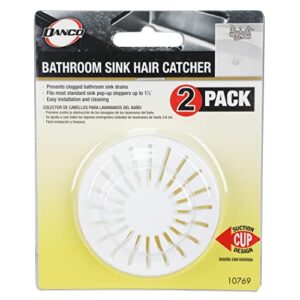 DANCO Universal Bathroom Sink Suction Cup Hair Catcher Strainer and Snare | For Pop-Up Stoppers | White | 2 Pack (10769)