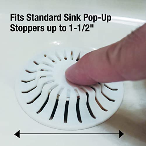 DANCO Universal Bathroom Sink Suction Cup Hair Catcher Strainer and Snare | For Pop-Up Stoppers | White | 2 Pack (10769)