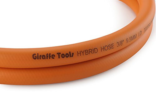 Giraffe Tools Hybrid Lead-in Air Hose, 3/8 inch x 6 ft, 1/4 in. MNPT Fittings, 300 PSI Heavy Duty, Lightweight Air Compressor Hose Short