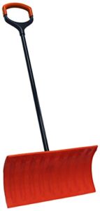 bigfoot 21" snow roller pusher snow shovel with two fisted shock shield d-grip 1601