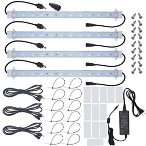 grow light strip kit 45w, 4 pcs 16 inches led grow light strips with extension cables, mounting accessories for greenhouse, grow shelf. perfect for indoor growing-(4-strip-kit)