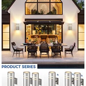 TENGXIN Outdoor Wall Light Fixture, Modern Outdoor Wall Sconce with Stainless Steel Cylinder,E26 Socket,IP65 Waterproof,UL Listed.Brushed Nickel