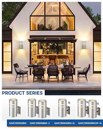 TENGXIN Outdoor Wall Light Fixture, Modern Outdoor Wall Sconce with Stainless Steel Cylinder,E26 Socket,IP65 Waterproof,UL Listed.Brushed Nickel