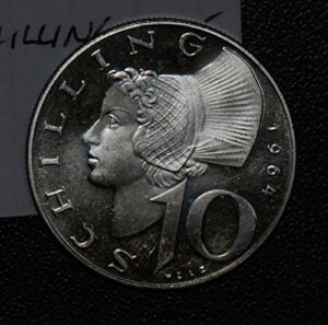 1964 at 190516 austria 10 shillings unc silver de po-01