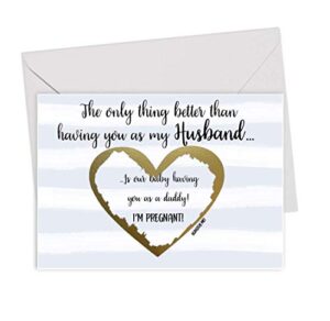 pregnancy reveal scratch off card for husband, new baby announcement for hubby from wife, i'm pregnant card, new daddy baby on the way (husband (stripes))