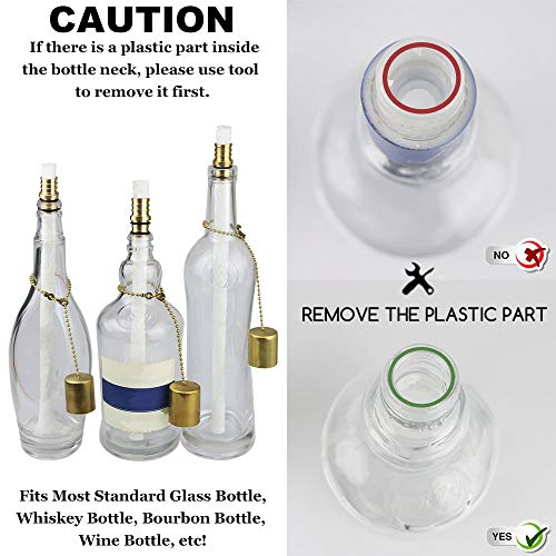 EricX Light Wine Bottle Torch Kit 4 Pack, Includes 4 Long Life Torch Wicks ,Brass Torch Wick Holders And Brass Caps - Just Add Bottle for an Outdoor Wine Bottle Torch