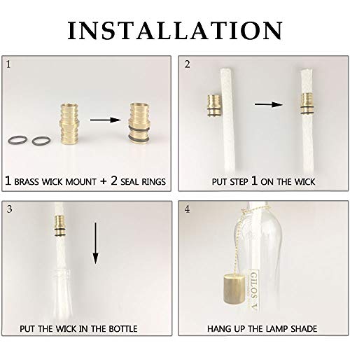 EricX Light Wine Bottle Torch Kit 4 Pack, Includes 4 Long Life Torch Wicks ,Brass Torch Wick Holders And Brass Caps - Just Add Bottle for an Outdoor Wine Bottle Torch